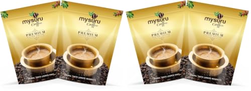 Image of MYSURU COFFEE Premium Filter Coffee Powder 200g, 500g [Pack of 4] | Aromatic Taste [80% Coffee - 20% Chicory] | Traditional South Indian Blend | Freshly Roasted Ground Coffee