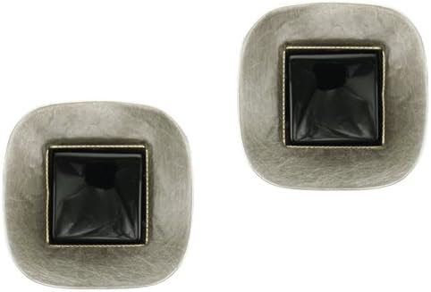 Antique Silver and Black Clip on Earring