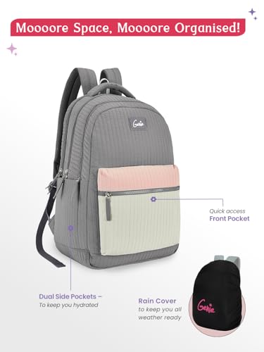 Image of Genie 19 inch Laptop Backpack for Women & Girls | Spacious Office, College & Travel Bag | Water Resistant, Multi-Compartment with Padded Laptop Sleeve