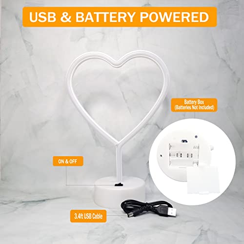 Image of Heart Lights Led Light Sign - Heart Shaped Neon Sign with Base (Blue)