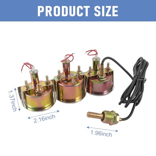 JDMSPEED 2 inch Triple Gauge Set - Oil Pressure, Water Temp, Volt Meter (Oil: 0-100 PSI, Water: 100-280F, Volt: 8-16V) - Fits GM, Ford, Mopar & More