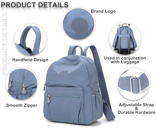 Image of Pealwel Mini Backpack Purse for Women,Small Nylon backpacks for Ladies Backpacks Women Anti Theft Travel Bag (Light Blue)