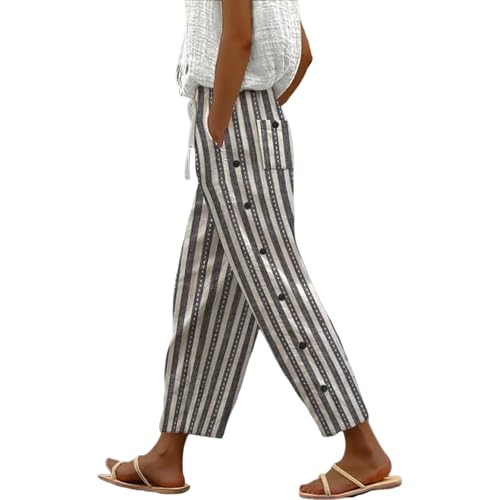 Womens Lounge Wide Leg Pants Casual Summer Loose Striped Drawstring Beach Travel Vacation Palazzo Harem Pants with Pockets