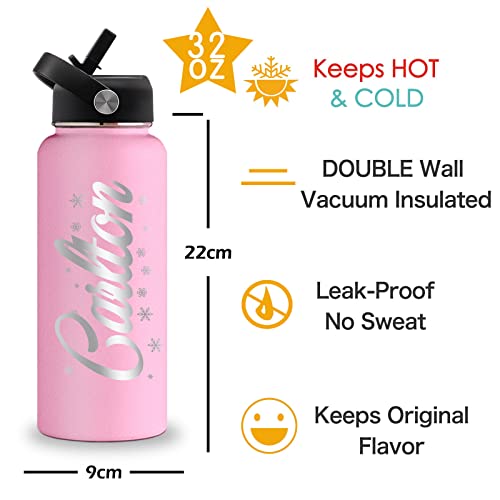 Farmelov Personalized Water Bottles Custom Name Insulated Water Bottle With Straw, Engraved Waterbottle Customized Gifts For Kids School Girls Boys Men Women - 24Oz #TOP4