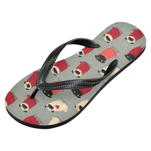 Flip Flop Sandals Lovely Pug Print for Women Men Beach Outdoor XS2
