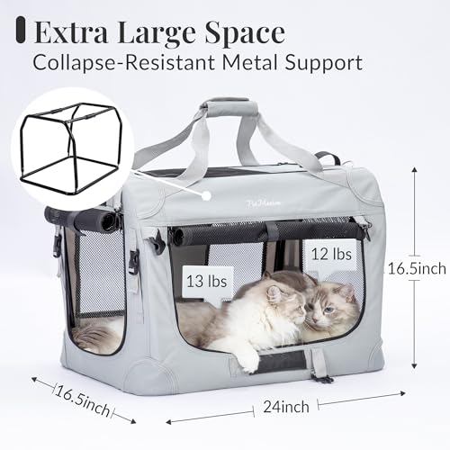 PetMasion transportador de gato extra grande para 2 gatos, caixa xl dobrável para animais de estimaç