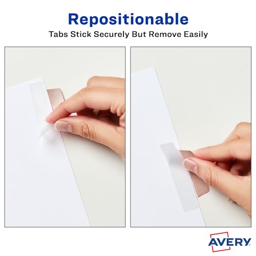 Image of Avery Margin Ultra Tabs, 2.5 inch x 1 inch, 24 Metallic Tabs | For Marking Pages in Books and Planners, Clear Body See-Through Design, 2-Side Writable, Smudge-Resistant, Fits Margins
