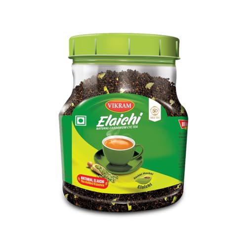Image of VIKRAM Elaichi CTC Tea | 100% Natural Ground Cardamom blended with Assam Tea | Flavorful, and Aromatic Blend Perfect for a Bold and Refreshing Brew | Premium Black Powder | No Added Essence - 500 gram