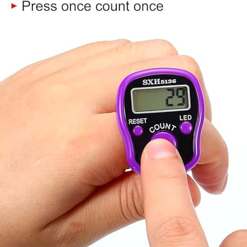 Image of 6-Pack Digital Tally Finger Counter with Led, Colorful Tasbeeh Tasbih 5-Digits Counter Clickers with Led Light, Carry Ring, Individual Hard Case for Muslims Pray Knitting Track Golf Lap