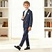 LOLANTA Boys Suit Kids Fashion Blazer Pants Set Plaid 2 Piece Gentleman Wedding Outfit Dresswear(Dark Blue, 8-9Years)