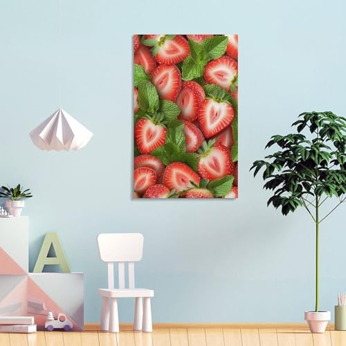 Tableau fraise murale 50x75cm pour une déco salon dynamique et fraîche - 4