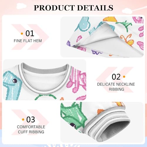 Crayon Dinosaur Girls Dresses Long Sleeve Sweatshirt Dress for Girls Winter Toddler Casual A Line Dresses Size 2-8T3