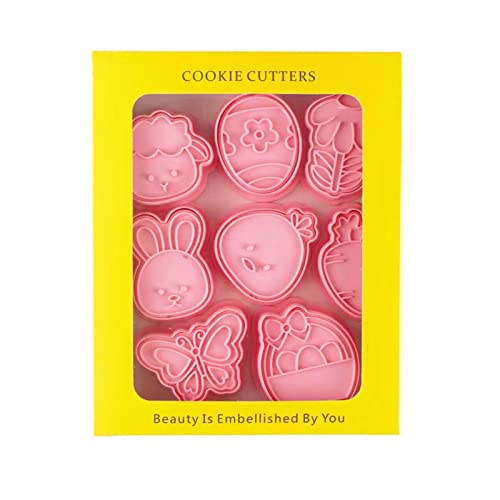 Chutoral Lot de 8 moules à biscuits de Pâques, emporte-pièces 3D en forme d'œufs de Pâques, lapin, carotte, pour décoration de gâteau (Style E) Cover