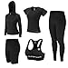 ZETIY Tute da Donna Set, 5 Pezzi Abbigliamento Sportivo Donna Tuta da Fitness Sportwear per Pilates Yoga Jogging Gym Workout Ginnastica