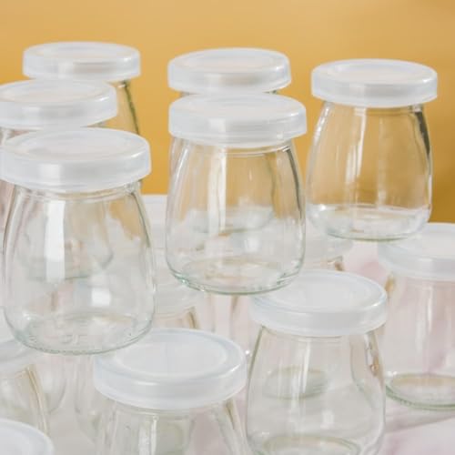 Image of Glass Food Storage Containers with Airtight Bamboo Lid, Coffee Storage Jars for Home Kitchen, Pantry Tea, Spices, Snack (PUDDING JAR SET OF 6, 100 ML)