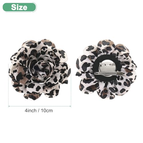 Image of M METERXITY Rose Flower Brooches and Pins for Women, 4 Inch Lapel Pins Dainty Satin Fabric Big Camellia Hair Flowers Clips for Wedding /Parties /Clothes /Jewelry [10cm, Beige]