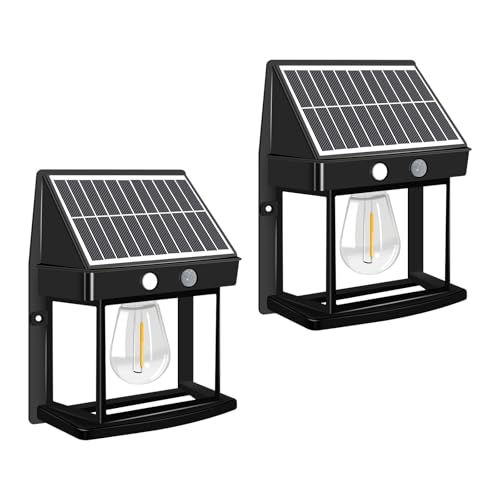 Willmind ソーラーライト 屋外 壁掛け ウォールライト 人感センサー 自動点灯 暖色2700K 玄関 門柱 庭 ガーデン フェンス 装飾照明 2個セット