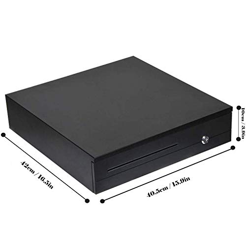 Image of Sagrach Cash Register Drawer for Point of Sale (POS) System with 5 Bill 5 Removable Coin Cash Tray | Metal Cash Box With RJ11 Interface Key Lock for Stores, Shops, and Businesses(Black)