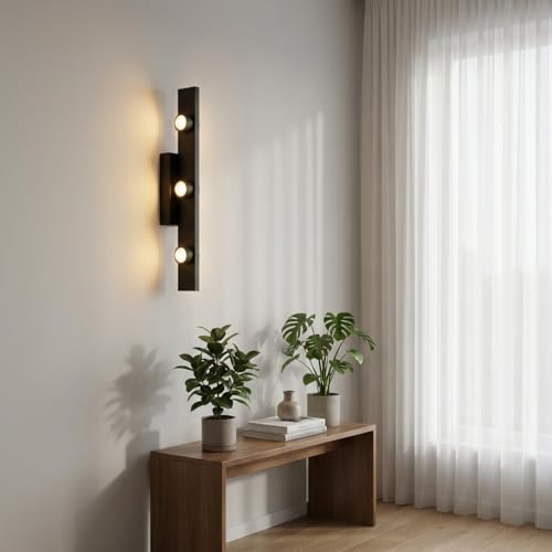 Image of Modern Mirror Light with 3 LED Heads | 3 Color LED Wall Light for Bathroom & Living Room | Metal Wall Mount Vanity Light Fixture for Home Decoration | Indoor Use Only
