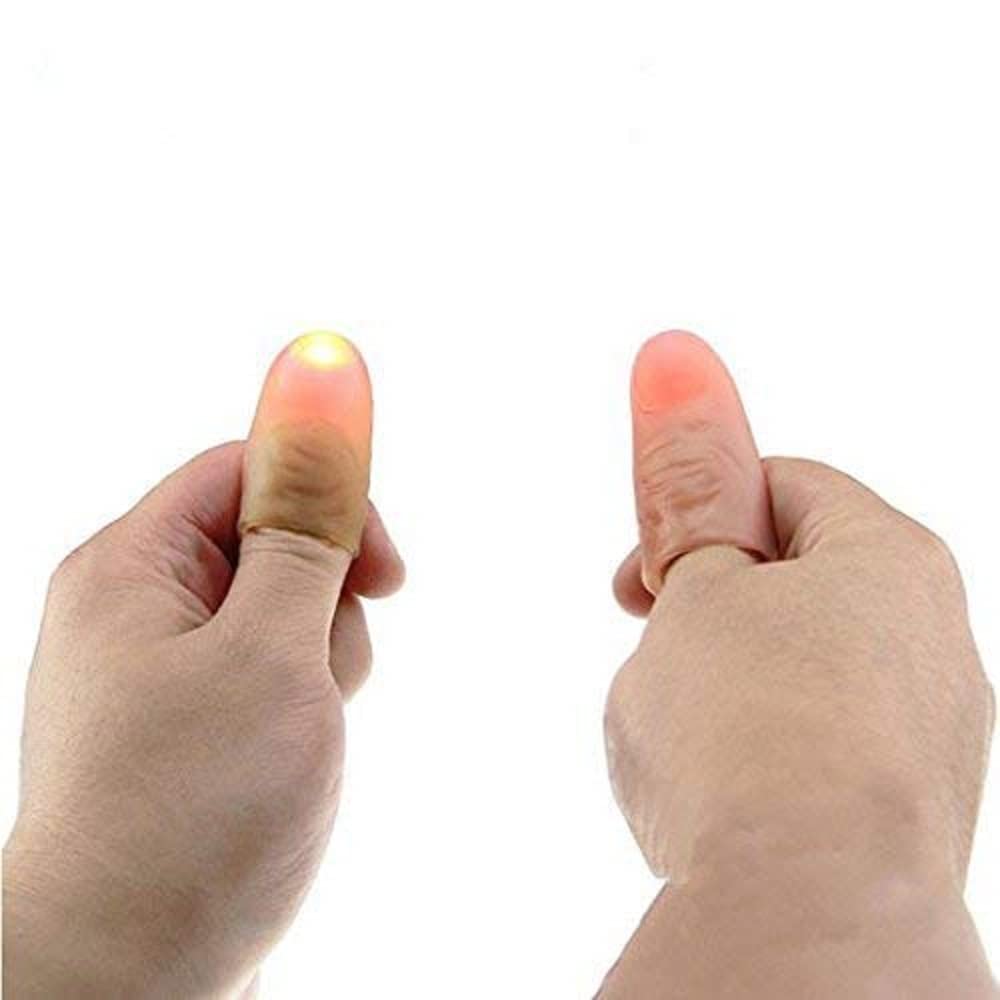 Toy Park Plastic 1 Pair Amazing Funny LED Light Flashing Finger Magic Trick Props Kids Fantastic Glow Luminous Toys, Prank Toy Tool for Halloween Yellow Light