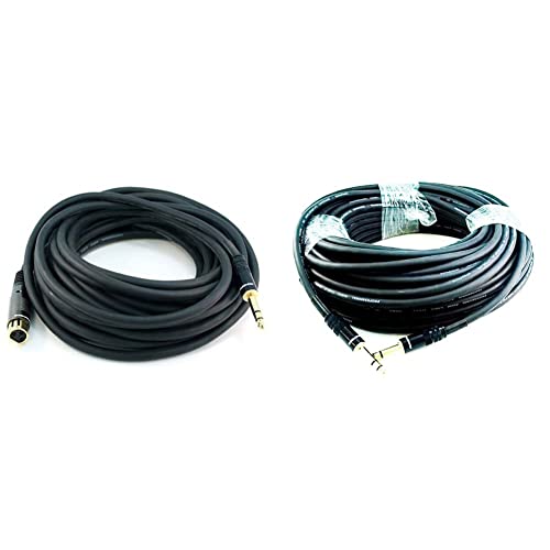 Image of Monoprice 104773 35-Feet Premier Series XLR Female to 1 /4-Inch TRS Male 16AWG Cable Black & Premier Series 1 /4 Inch (TRS) Male to Male Cable Cord - 35 Feet- Black 16AWG (Gold Plated)