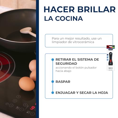 Miniatura 4 de Starwax Rascador Para Placas De Vitrocerámica E Inducción Con Cuchilla De Recambio De Acero Inoxidable Elimina Restos De Comida Y Grasa Quemada No Raya
