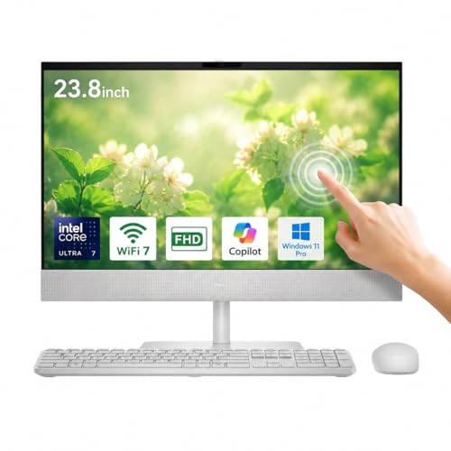 Image of Dell 23.8 inch All-in-One Desktop Computer - Intel Core Ultra 7 355U, 23.8 inch FHD(1920x1080) Touchscreen Display, 64GB DDR5 RAM, 2TB NVMe SSD, Wi-Fi7, Bluetooth 6, Copilot+ AI PC, Windows 11 Pro