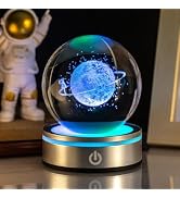 Veilleuse Boule De Cristal Système Solaire 3D, Lampe De Nuit Boule De