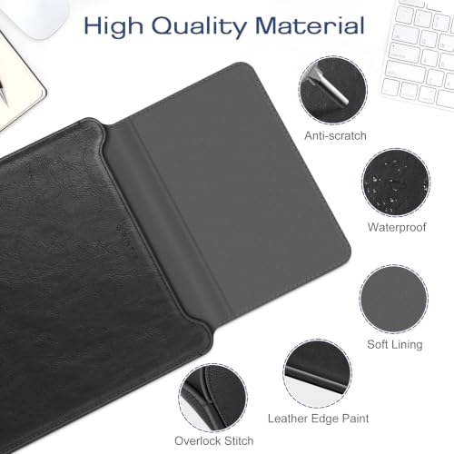Image of Fintie Sleeve Case for MacBook Neo 13 Inch, MacBook Air 13.6 /13.3 Inch, MacBook Pro 13 Inch, Other Up to 13 inch Laptop Tablet - Slim Bag Cover with Stand, Synthetic Leather, Magnetic Closure, Black