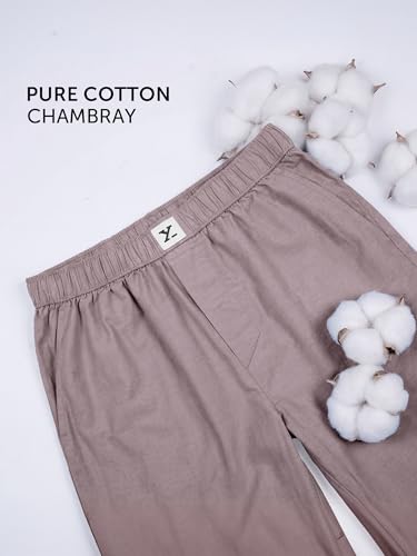 Image of XYXX Ultra-Breathable Solid Cotton Chambray Pyjamas For Men