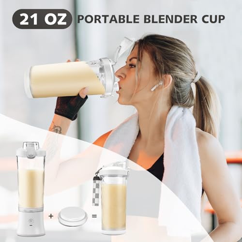 Portable Blender for Smoothies and Smoothies, 20oz Personal Juicer with Insulated Sleeve, USB-C Rechargeable, Travel Lid, Small Blender Cup for Kitchen, Office, Gym, Travel - Image 5