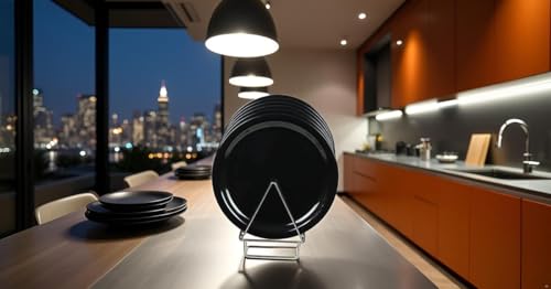Image of Coolkart Unbreakable Plastic Round Glossy Plain Black Designed (11 Inch) Dinner Lunch Plates (Pack of 6) Dinner Plate (Pack of 6, Microwave Safe)