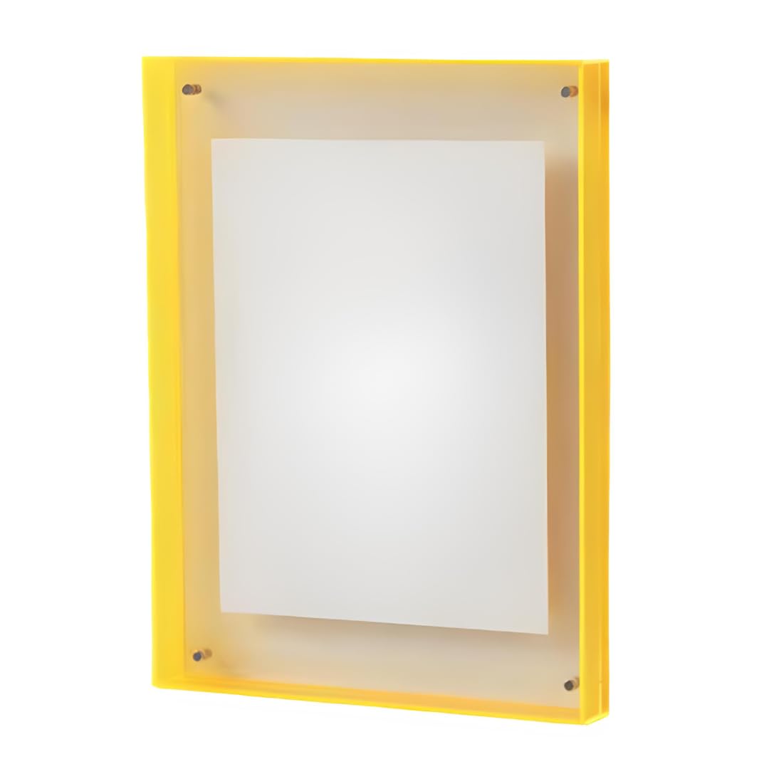 Akrylowa ramka na zdjęcia neonowa żółta (11 x 14 cm) – nowoczesna ramka na zdjęcia 2 w 1 do postawienia i zawieszenia – przezroczysta akrylowa ramka z kolorowym obramowaniem do zdjęć, plakatów i