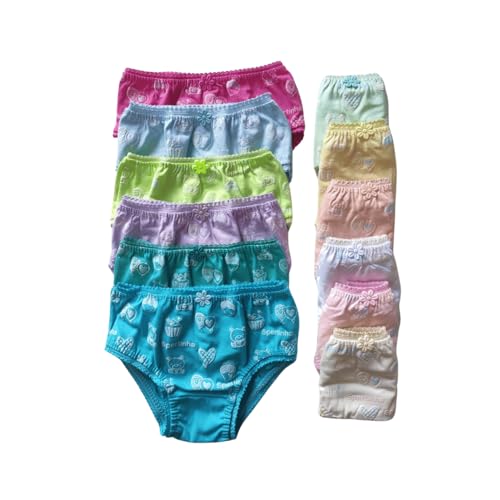 Kit 10 Calcinhas Infantil De Algodão Antialérgica Cores Sortidas G