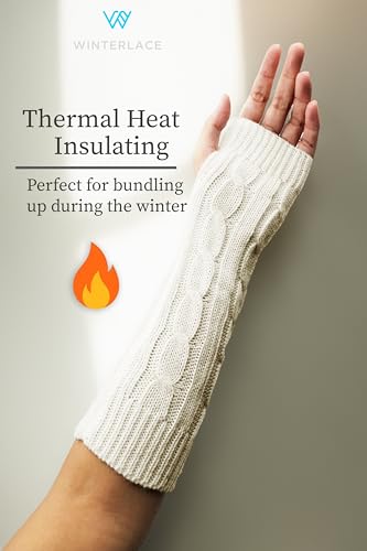 Winter Leg & Arm Warmers Sleeves, 12 Pairs Womens Premium Long Thermal Cable Knit Fingerless Gloves4