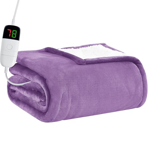 BOMOVA Heated Electric Blanket Full Size - 72" x 84" Heating Blanket with 10 Heating Levels & 8 Hours Auto Off, Warm Flannel Blanket with Over-Heat Protection, for Women, ETL & FCC Certified
