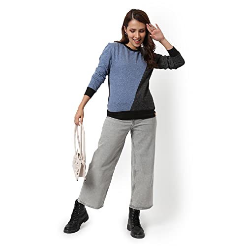 Image of PINACOLADA Women's Double Striped Hoodie with Ribbed Hem for Casual Wear | Hooded Neck | Long Sleeve | Pull On Closure | Cotton Sweatshirt Crafted with Comfort Fit for Everyday Wear
