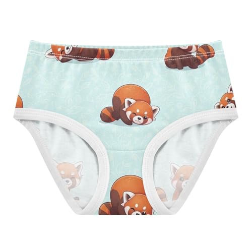 Cotton Girls Underwear Toddlers Cartoon Red Pandas Beige Leaves Girl Panties Cute Animal Underpants Briefs 2t