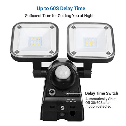 DEWENWILS Outdoor Motion Sensor Light, Battery Powered Flood Light, LED Security Light with 2 Adjustable Heads, 800LM 6000K Super Bright, IP44 Waterproof Auto ON/Off for Garage, Yard, Porch #2