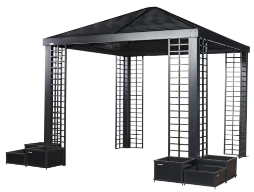 Sojag Havana Rustproof Aluminum Frame Gazebo with 6 Insulated Planters, Galvanized Steel Roof for Maximum Protection, 10' x 10'