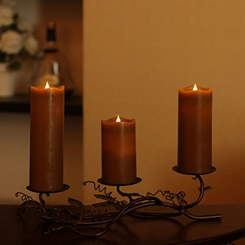 Image of 3D Moving Flame Led Candle With Timer, Dancing Flame Led Candle for Home Halloween Decoration, 3x5 Inch, Brown