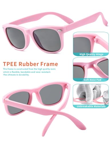 Image of Flexible Kids Sunglasses Polarized Unbreakable Toddler Sun Glasses for Baby Boys and Girls UV400 with Case, Age 2-8