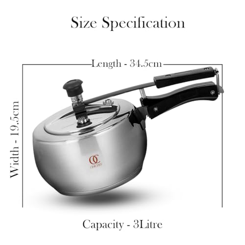 Image of Omichef Sandwich Bottom Stainless Steel Pressure Cooker 3 L | Stainless Steel ISI Certified Cooker | Induction & Gas Friendly | Durable, Food-Grade & Rust-Free | 100% Toxin Free