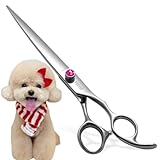 ストレート 犬用グルーミングはさみ 7.0インチ プロフェッショナル 犬用ハサミ グルーミング用 ペット 猫 日本 440C 犬用はさみ 小型犬用 スーパーシャープ (7.0インチ、ストレート)