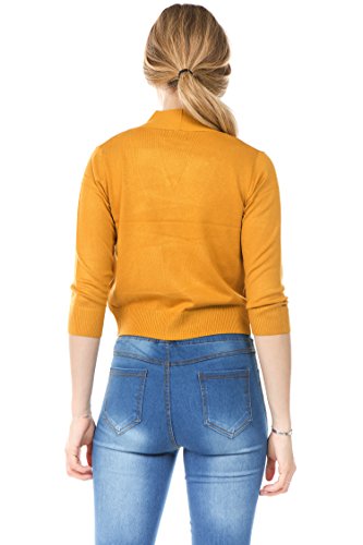 Women's Soft Solid Open Front 3/4 Sleeve Sweater Cardigan3