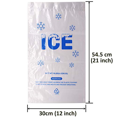 Image of 200 PACK 10 lb. Drawstring Ice Bags 12 x 21 Inch Heavy-Duty