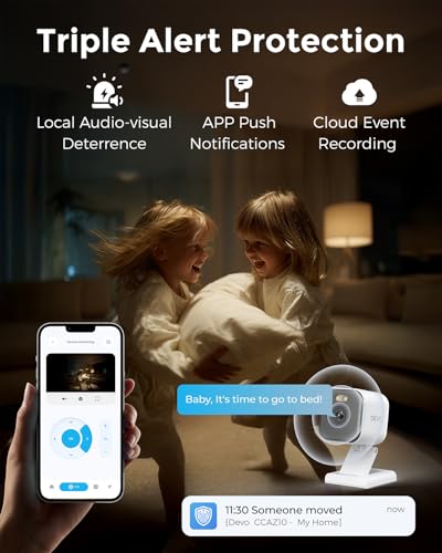 Image of Devo 2K QHD Indoor Security Camera - WiFi 6, Full-Color Night Vision, AI Motion Tracking, Two-Way Audio, Baby /Pet Monitor White