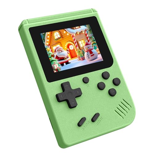 Retro Handheld Game Console, 3.0 Inch IPS Screen Retro Gaming Console, Built-in 400 Classic Retro Game Console, 1020mAh Rechargeable Battery, Portable Arcade Video Gaming Console (Green)