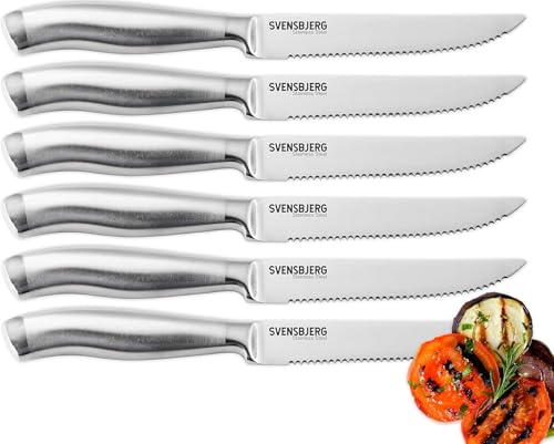Svensbjerg Steakmesser-Set Wellenschliff Edelstahl Steakmesser Pizzamesser Grillmesser 6-teilig | SB-SK101
