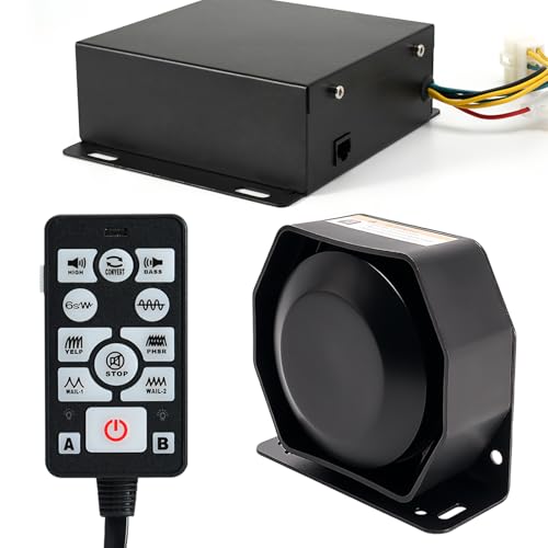 JAMTON 200W 12V 37 Tone Emergency Siren PA System, Slim Speaker Horn with Handheld Remote Control...